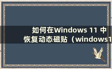 如何在Windows 11 中恢复动态磁贴（windows10 动态磁贴）